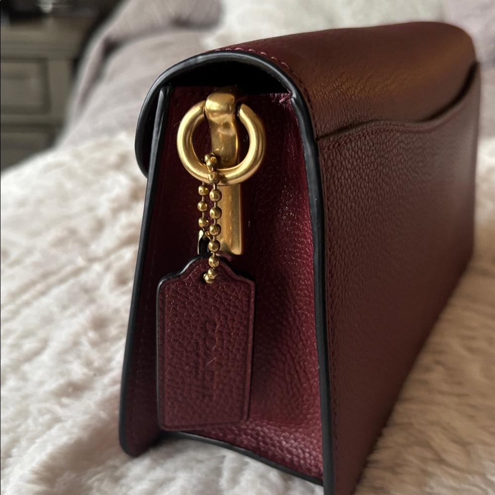 Coach Wine Red Crossbody Bag with Gold Accent - Picture 3 of 10